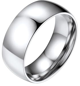 PROSTEEL Anillo Hombre Plata 8mm Ancho Acero Inoxidable Plateado Anillos de Compromiso Boda Alianza Tamaño 12 Joyas para Mujeres Hombres Parejas