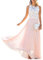 Minetom Femme Robe de Soiree Été Maxi Longue Dentelle Mousseline Cérémonie Cocktail Party Dress B Rose 38