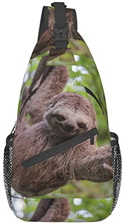 MORYEN Sengångare djur tryckt slunga väskor män kvinnor slunga ryggsäck axel crossbody bröst resa vandring dagväska, Svart, One Size, Ryggsäckar för dagsutflykt