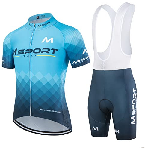 Fahrradbekleidung Komplettset Fahrradanzug Trikot + Trägerhose Shorts, Msport 3 Stk, 3XL