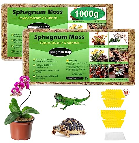 Idéal pour Plantes Carnivores Ou Orchidées,Sphagnum Moss 1000g et Piege a Mouche