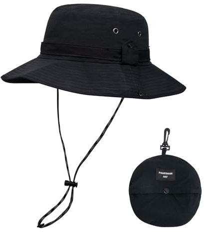 YAMEIZE Cappello da Pescatore Impermeabile UPF50+Corda per - Cappello - per Donna Uomo Cappello con Regolabile Cappello da Pesca Spiaggia Hiking