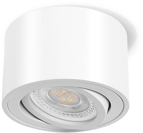 GeyouLux 1x Faretti LED Soffitto - Orientabile - Ø80x50mm Extra Piatto & Inclinabile a 38° - 5W 500LM 3000K - Con Modulo LED 230V Incluso - Alluminio - Faretto LED Interno, Lampada da Soffitto（Bianco）