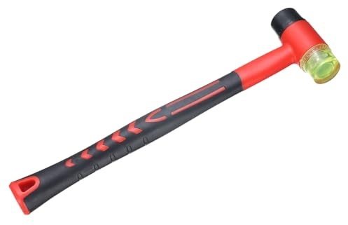 uxcell Rubber Mallet Double-Faced with Non-Slip Plastic Grip Rubber Hammer with Soft/Hard Replacement Mallet for Leather Crafts Tile Vinyl Woodworking Flooring Installation, Red