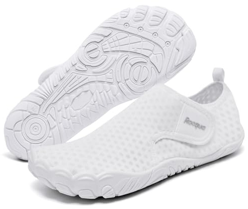 Racqua Breathable Shoes Swim Women Barefoot Men Boat Diving Water Shoes Sea Pool Shoes Slip On Hiking Surfing Beach Quick Dry Outdoor Shoes White UK6.5