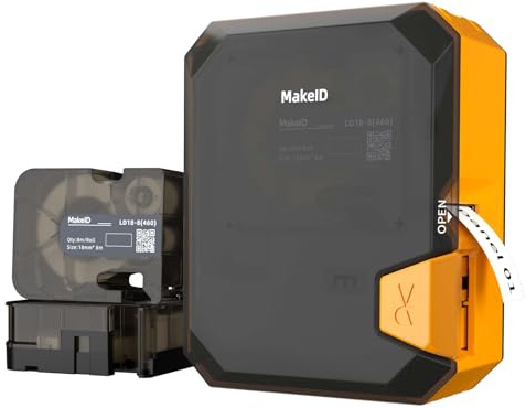 Makeid P31 Industrial Label Maker Set, Portable Bluetooth Labeler Printer with 0.71 W x 26.24ft L Label(White and Yellow), Wire and Cable Labeling Machine for Job Sites-Orange