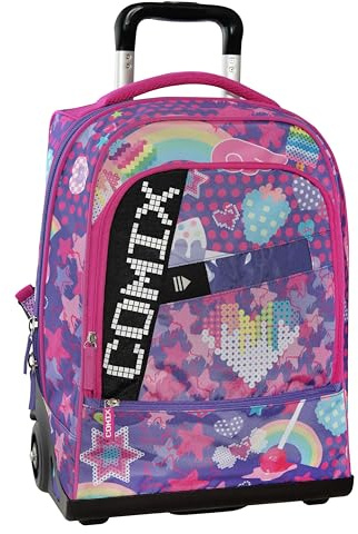 COMIX Ultra Bright - Zaino Scuola Trolley, con Pannello Scrittura Led, Ampi Scomparti, Ruote Sostituibili, Maniglia Regolabile, Spallacci Imbottiti Regolabili, Fondo Preformato, 34x52Hx22cm