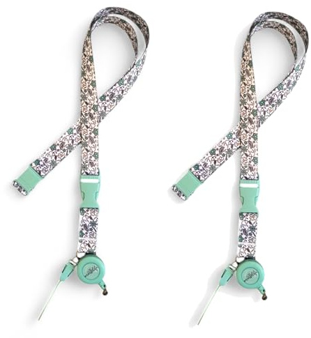 Nurse Life 2 x Lanyard Personalizado Enfermera - Cuelga Llaves y Tijeras | Con Clip Extensible y enganche | Ideal para Porta Tarjetas Identificativas | Regalos Originales, Accesorios (FLORES VERDE)
