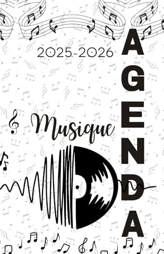 Agenda scolaire journalier 2025-2026-Thème Musique-Son-Vinyle (12.85x19.84 cm) 1 page par jour