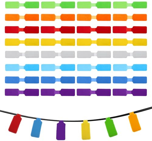 36 Pcs Cable Labels Multi-Color Cable Cord Labels Write,Colored Self Adhesive Wire Label Paper Markers Reusable for Tags Wire Tags and CableManagement and Identification(Rectangle,Random Color)