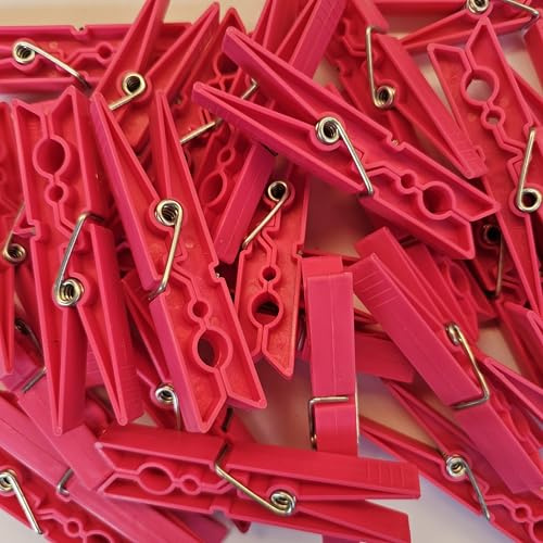 48 Mollette da Bucato Colorate CleanTonic – Resistenti al Sole – Plastica Dura di Alta Qualità – Molla Zincata – Made in EU – Prodotto in Grecia – Scatola Ecologica (Rosa)