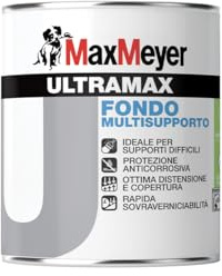 MAXMEYER ULTRAMAX Fondo Multisupporto, Protezione Anticorrosiva, Ottima Copertura, A+ Senza Formaldeide, Grigio, 0,75 Litri