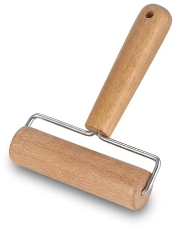Rolling Pin for Baking, Mini Pizza and Dough Preparation, Beechwood T-Shaped Flour Roller for Chapati and Pizza Dough, Compact Design for Home Kitchen Use