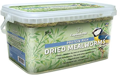 Copdock Mill Premium Dried Mealworms for Birds 1kg/5 Litres - Mealworms for Wild Birds to Attract Woodpeckers and Chickadees - Wild Bird Food to Mimic Natural Feeding Diets