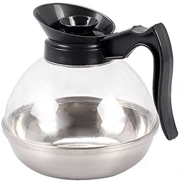 Coffee Jug,Stainless Steel Bottom Hot Plate Base Tea Pot Restaurant Glass Filter Coffee Heated Decanter