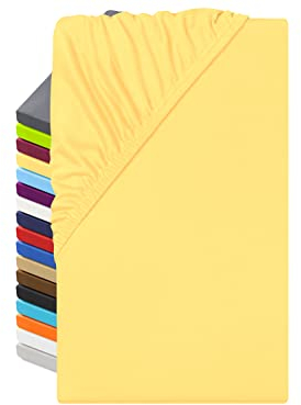 npluseins Microfaser Spannbettlaken – atmungsaktiv und Allergiker geeignet 1519.2192, 90-100 x 200 cm, gelb