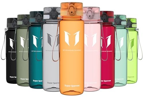 Super Sparrow Trinkflasche - Tritan Wasserflasche - 1000ml - BPA-frei - Ideale Sportflasche - Sport, Wasser, Fahrrad, Fitness, Uni, Outdoor - Leicht, Nachhaltig