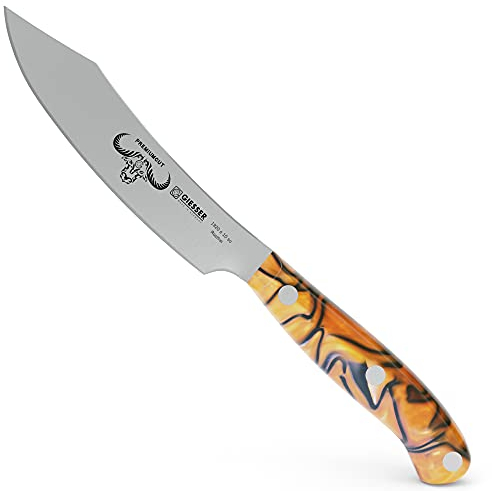 Giesser seit 1776 - Made in Germany - Spickmesser 10 cm Spicy Orange, PremiumCut Office No 1, Officemesser, Acryl, exotisch, rostfrei, deutsches Grillmesser scharf