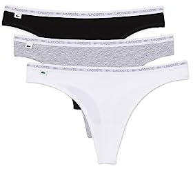Lacoste Damen 8F1341 G-String, Noir/Blanc-Argent Chine, XXL