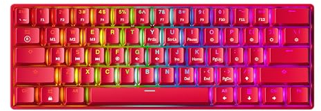 GK61 Teclado mecánico para juegos – 61 teclas multicolor RGB iluminado LED retroiluminado con cable programable para PC y Mac Gamer (Gateron mecánico negro, rojo)
