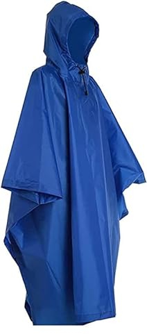 Regenponcho blau Wasserdichter, Regen Poncho Wiederverwendbar Regenjacken Regencape, Regenmantel mit Kapuze, für Picknick Jagd Camping Wandern Festival one size (1 Stück, Polyethylen (PE))