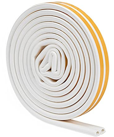 vgggrd Tiras de Cinta de Espuma 6m, Tira de Sellado Junta de Forma D, Ventana de Espuma Burletes Autoadhesiva para Bloquear Grietas y Huecos, Burlete Ventana Corredera