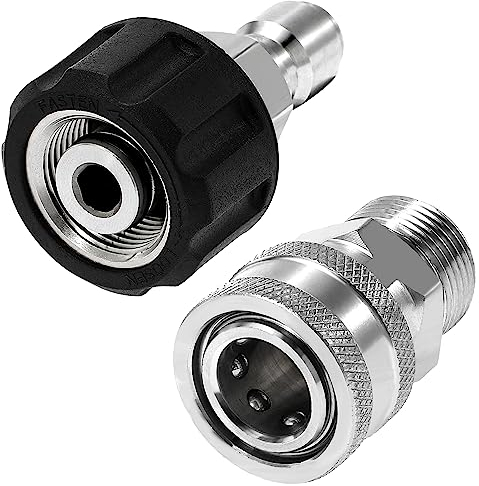 Tool Daily Ensemble d'adaptateurs pour nettoyeur haute pression, kit de connexion rapide, M22 14 mm vers raccord métrique M22, en acier inoxydable, 5000 PSI