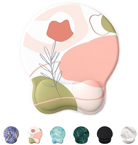 Giecy Tapis de Souris Support de Repose-Poignet, Tapis Souris Ergonomique en Gel, Tapis de Souris Frais pour Gamer, Repose Poignet Souris avec Base en PU antidérapant(Rose)
