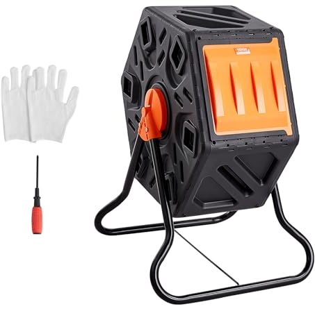 VEVOR Compostador Giratorio de Jardín 70 L Contenedor de Abono Giratorio de 360° Doble Cámara de PP Sin BPA Carga 20 kg para Compostaje de Residuos Orgánicos Cocina Jardinero Terraza Patio Exterior