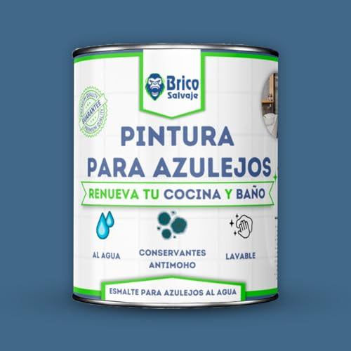 BRICOSALVAJE Pintura para Azulejos Cocina y Baño al Agua MATE | Sin Imprimación | Lavable | Gran dureza (Marino, 750 ML)
