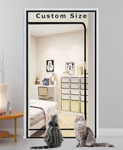 Custom Sizes Screen Door, Pet Friendly Door Mesh with Zip, Anti-Mosquito Insect Screen, Durable Screen Door for Door Balcony Living Room Bedroom