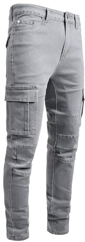 JENY-LUCK Men's Skinny Stretch Jeans - Tapered Leg, Ripped, Distressed, Slim Fit Denim Pants