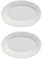 Tradineur - Pack de 2 fuentes ovaladas de vidrio opal - Bordes Ondulados - Bandejas para servir, extra resistentes, diseño clásico, aptas para lavavajillas, cocina, hostelería (Blanco -22 x 15 cm)