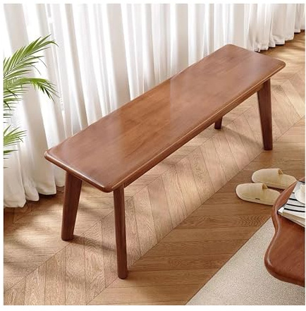 Banco de madera para entrada, banco de comedor estilo granja, banco de madera, banco interior para el final de la cama, banco estrecho con forma de fideos para comedor, sala de estar, pasillo(Walnut,L