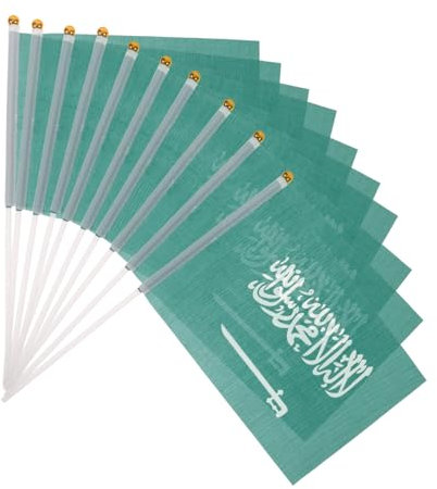 BEBEMOKO 100pièces Mini Drapeaux Nationaux Arabie Saoudite De Polyester Drapeaux à Main Pour Célébrations Fête Nationale Et Décorations Festives