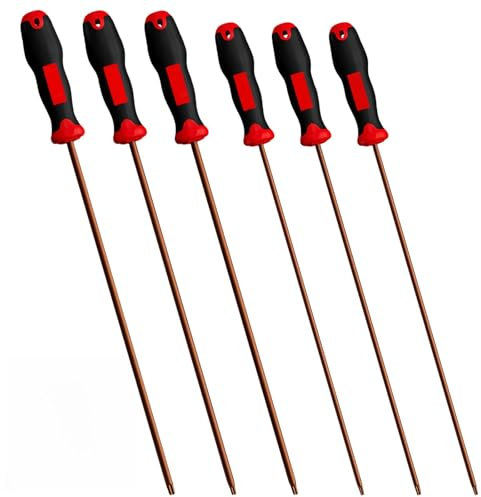 LEKEFETO Juego de destornilladores Torx de 6 piezas | Destornillador de estrella magnético de acero S2 | Mango ergonómico antideslizante para coche y bricolaje (T10, T15, T20, T25, T27, T30)