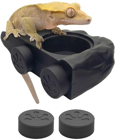 Pangea Silicone Gecko Feeding Ledge - Magnetic Mini Food Dish, Black