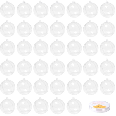 Pilikoll 40 Pezzi Ø6cm Sfera in Plastica Acrilica di Natale Palla Trasparente plastica Palla di Natale Palla Trasparente Plasticas 6cm Palle Riempibili per Alberi di Natale Nozze Festa Decora Locale