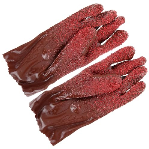 SHINEOFI Guantes Antideslizantes de PVC para Limpieza y Desagües Resistentes la Abrasión Agua Guantes Ergonómicos para Fontanería Manipulación Segura y Desollado Unisex