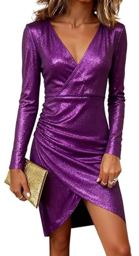 Robe Femme Chic Et Elegant, Robe Noel Femme Manche Longue Dentelle Tenue Sequins Fashion Guinguette Haut Adulte Festive Mi Longue Nouvel an Fete Blazer Carnaval Costume 2#Violet M