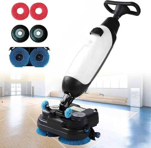 ZHPPED Multi-Functional Floor Buffer Polisher Machine, Commercial Floor Washer, Dual Brush, Cordless Electric Floor Cleaner, Efficient Cleaning for Home and Commercial Spaces White