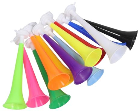 TOYZFRIENDY Clacson Sportivo da Calcio 11 Pollici 12 Pezzi Struttura Smontabile e Colori Misti, Tromba Rumorista da Stadio per Tifo Eventi Sportivi, Accessori per Supporto e Colore Casuale
