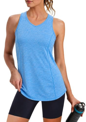Wayleb Camiseta de Tirantes Mujer Deportiva con Cuello V para Fitness | Top Deportivo Mujer, Ropa Deportiva Mujer, Camiseta Running, Tejido Ligero y Transpirable, Para Yoga, Gimnasio, Entrenamiento