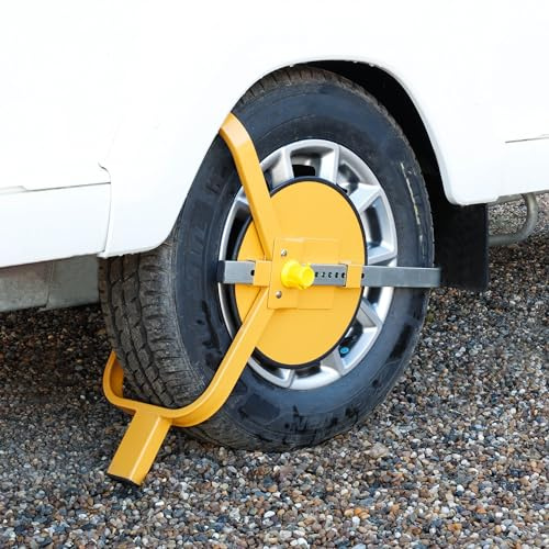 Wheel Clamp Anti Theft Lock Device Heavy Duty Adjustable Safety Security Protection for Small Wheeled Cars Caravans Trailers with 8-10 Inch Wheels