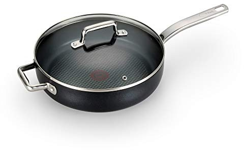 T-Fal ProGrade Nonstick Jumbo Cooker W/Lid & Helper Handle, 5 Quart, Induction, Oven Broiler Safe 500F, Cookware, Non Stick Saute Pan, Deep Frying Pan, Kitchen, Pots and Pans, Dishwasher Safe, Black