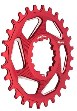 FUNN Solo DX Pignone Narrow Wide per Catena a 9 10 11 12 velocità, Adatto per Guarnitura con Interfaccia Direct Mount SRAM, Offset di 3mm, Pignone per Catena a Singola velocità (28 Denti, Rosso)