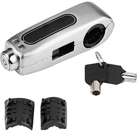 Qiilu Blocco leva freno, blocco leva freno manubrio universale moto Blocco acceleratore Protezione antifurto per moto Serratura freno per manubrio per bicicletta Lucchetto Antifurto Moto(Silver)