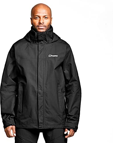 Berghaus Men's Rg Alpha 2.0 Waterproof Shell Jacket | Extra Breathable | Lightweight Coat | Durable Waterproof Jacket, Black/Black, XL