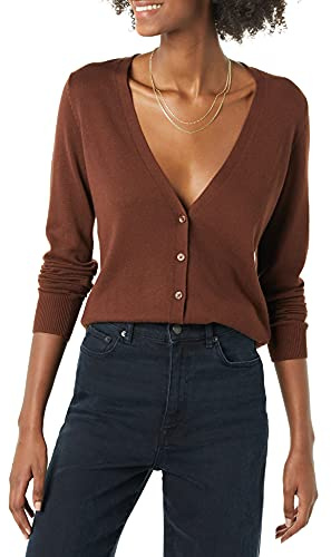 Amazon Essentials Women's Lightweight Cardigan Sweater, Brown, M