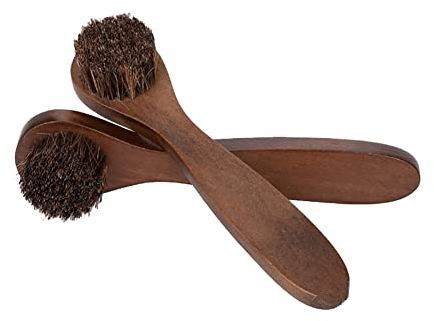 FSSTUD 2 Pcs Shoes Polish Dauber Brushes Leather Shine Brushes Horsehair Cleaning Brushes Horse Hair Detail Brush with Wood Handle for Bags Boots Furniture